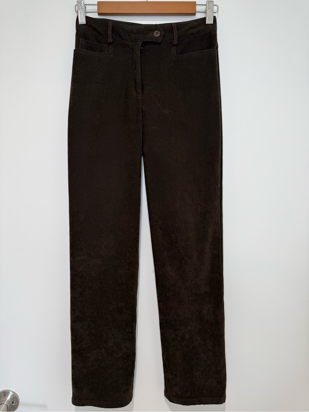 VTG BCBGMaxAzria Women's Suede Straight-Leg Pants in Dark Brown